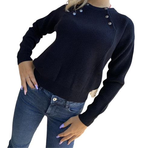 Maglia Donna Girocollo con bottoni Nero KOCCA- Francavilla Moda